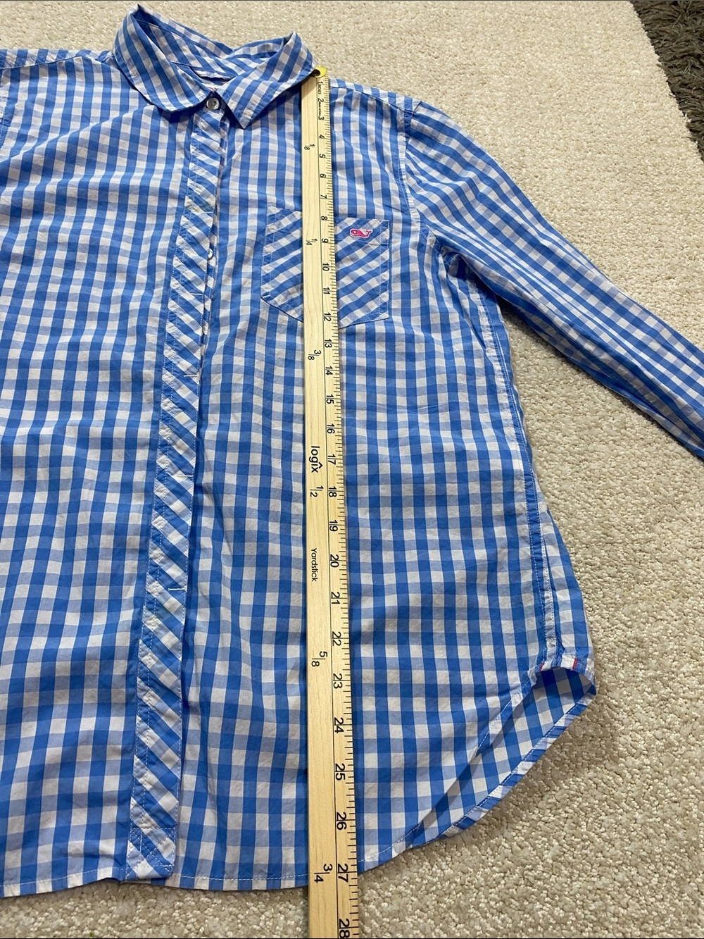 Vineyard Vines Blue and White Gingham Button-Down Shirt Size 8 100% Cotton - Picture 13 of 16